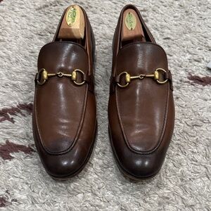 Gucci 1953 Horsebit Loafers Brown Leather with Gold Accent